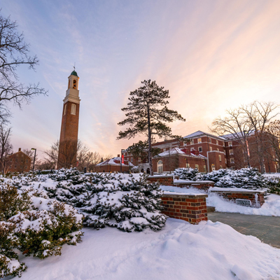 snow covered campus
